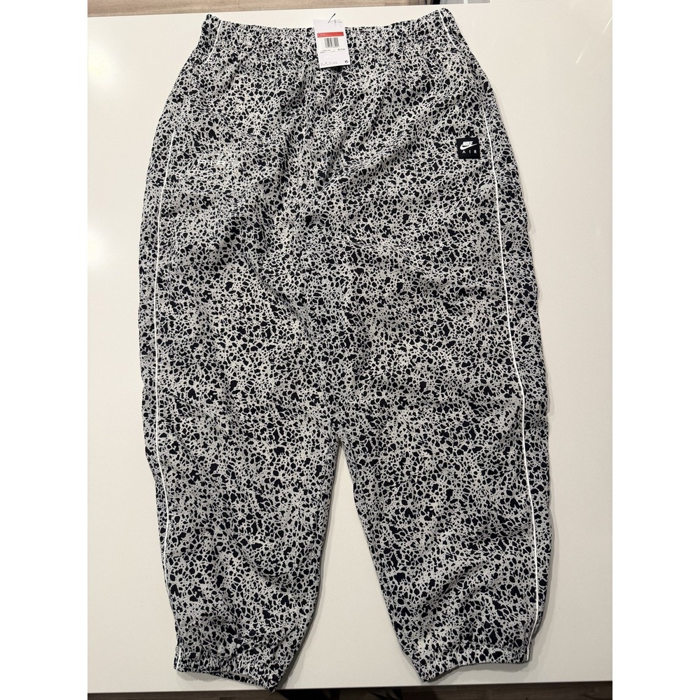 Nike Air Woven Pants AOP I13133-072 Black White Nylon Mens L Straight Leg NWT